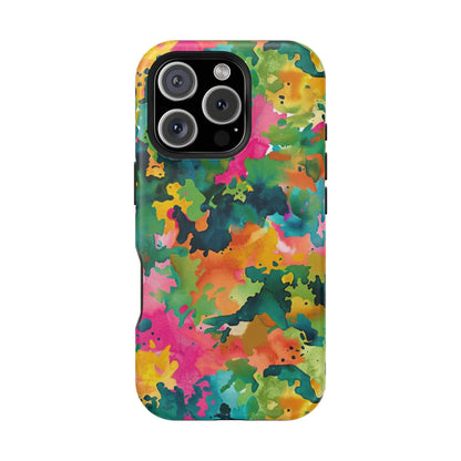 Vibrant Watercolor Splash MagSafe Case – Colorful Abstract Design with MagSafe Compatibility - BOGO Cases