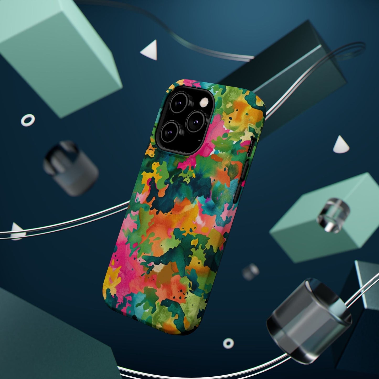 Vibrant Watercolor Splash MagSafe Case – Colorful Abstract Design with MagSafe Compatibility - BOGO Cases