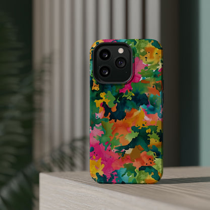 Vibrant Watercolor Splash MagSafe Case – Colorful Abstract Design with MagSafe Compatibility - BOGO Cases