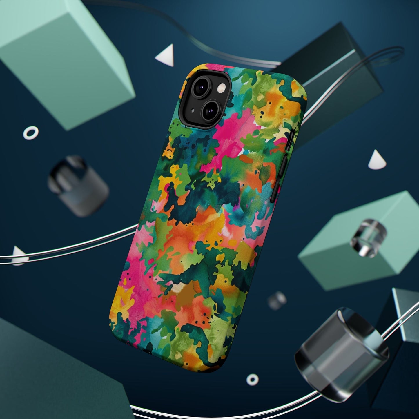Vibrant Watercolor Splash MagSafe Case – Colorful Abstract Design with MagSafe Compatibility - BOGO Cases