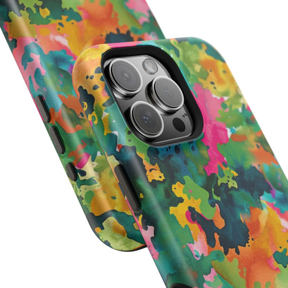 Vibrant Watercolor Splash MagSafe Case – Colorful Abstract Design with MagSafe Compatibility - BOGO Cases