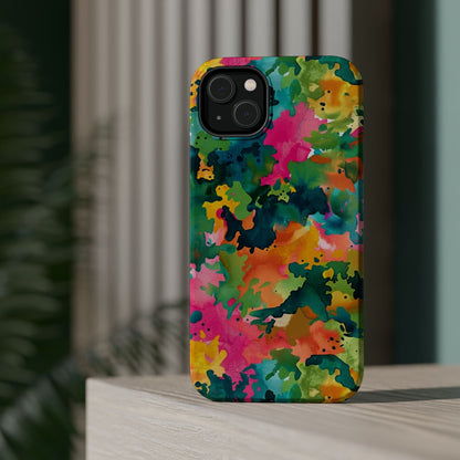 Vibrant Watercolor Splash MagSafe Case – Colorful Abstract Design with MagSafe Compatibility - BOGO Cases
