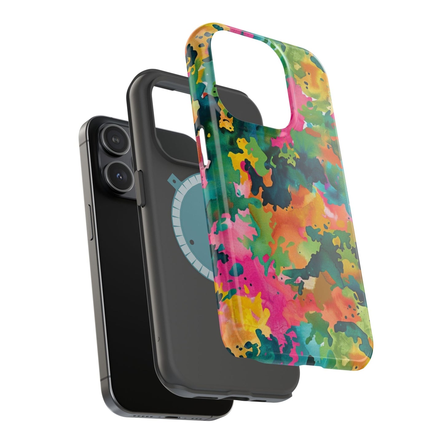 Vibrant Watercolor Splash MagSafe Case – Colorful Abstract Design with MagSafe Compatibility - BOGO Cases