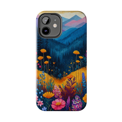 Vibrant Wildflower Mountain iPhone Case – Bold Nature Art, Dual - Layer Protection" - BOGO Cases