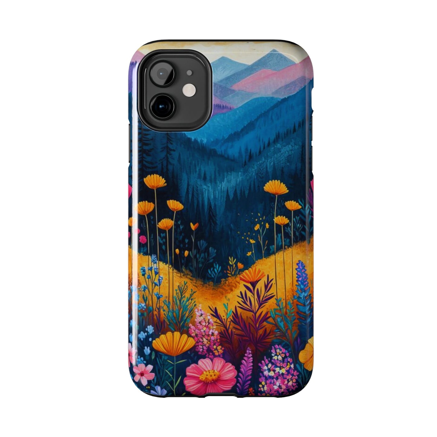 Vibrant Wildflower Mountain iPhone Case – Bold Nature Art, Dual - Layer Protection" - BOGO Cases