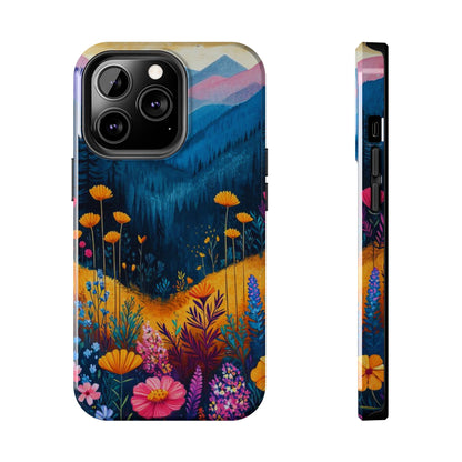 Vibrant Wildflower Mountain iPhone Case – Bold Nature Art, Dual - Layer Protection" - BOGO Cases