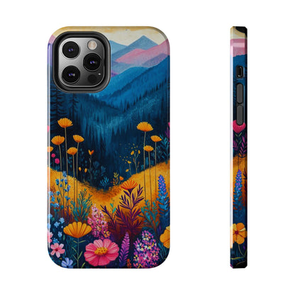 Vibrant Wildflower Mountain iPhone Case – Bold Nature Art, Dual - Layer Protection" - BOGO Cases