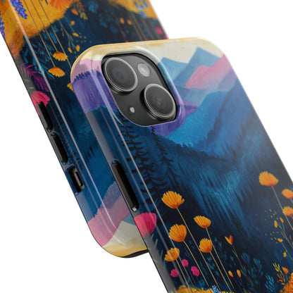 Vibrant Wildflower Mountain iPhone Case – Bold Nature Art, Dual - Layer Protection" - BOGO Cases