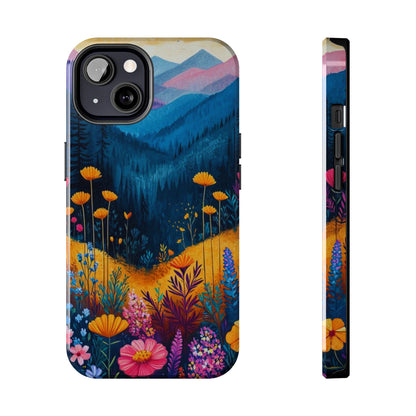 Vibrant Wildflower Mountain iPhone Case – Bold Nature Art, Dual - Layer Protection" - BOGO Cases