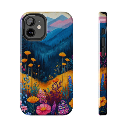 Vibrant Wildflower Mountain iPhone Case – Bold Nature Art, Dual - Layer Protection" - BOGO Cases