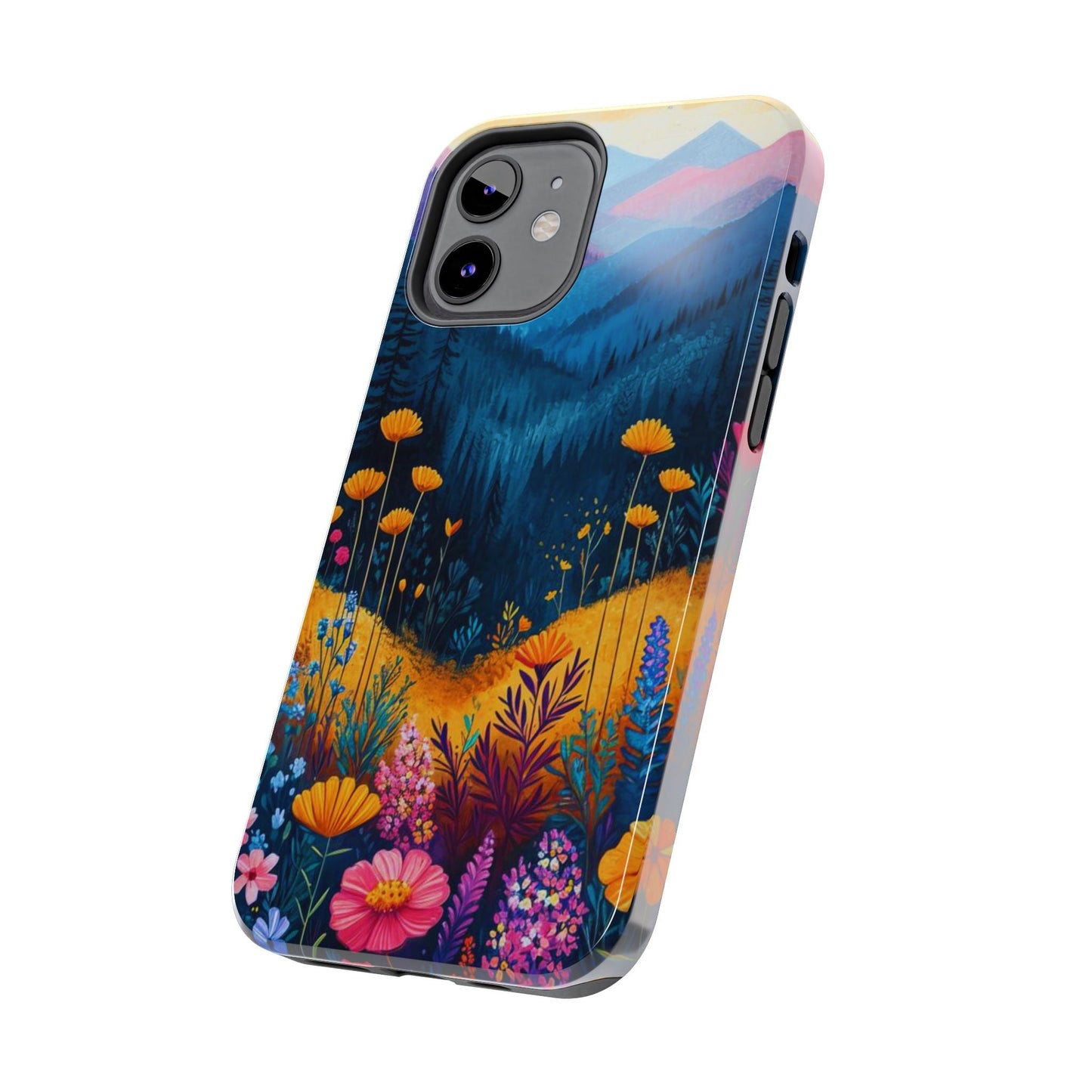 Vibrant Wildflower Mountain iPhone Case – Bold Nature Art, Dual - Layer Protection" - BOGO Cases