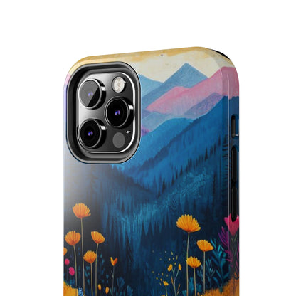 Vibrant Wildflower Mountain iPhone Case – Bold Nature Art, Dual - Layer Protection" - BOGO Cases