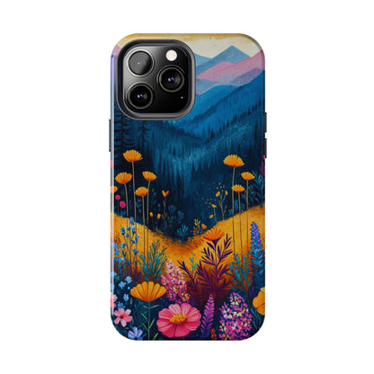 Vibrant Wildflower Mountain iPhone Case – Bold Nature Art, Dual - Layer Protection" - BOGO Cases