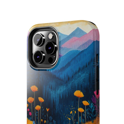 Vibrant Wildflower Mountain iPhone Case – Bold Nature Art, Dual - Layer Protection" - BOGO Cases