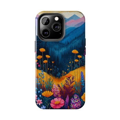 Vibrant Wildflower Mountain iPhone Case – Bold Nature Art, Dual - Layer Protection" - BOGO Cases