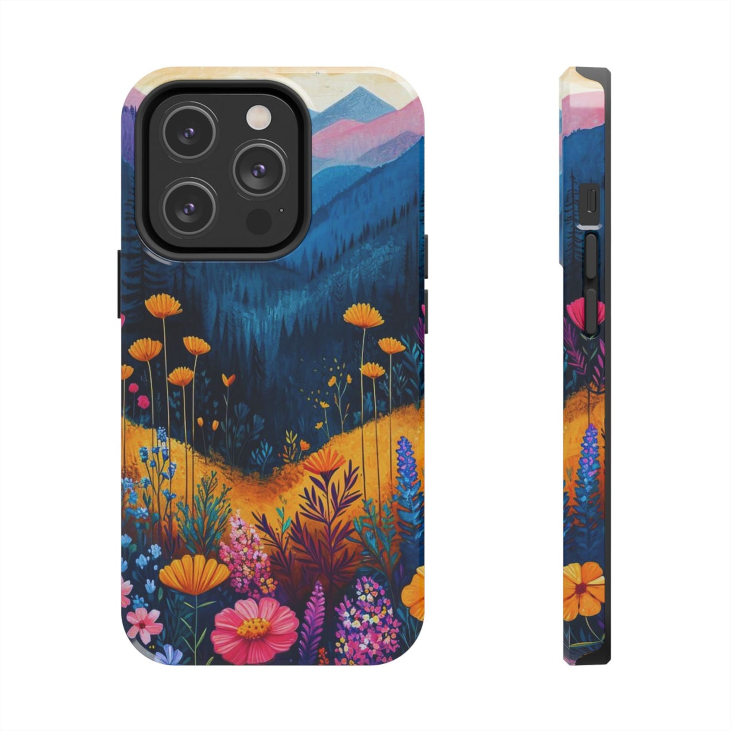 Vibrant Wildflower Mountain iPhone Case – Bold Nature Art, Dual - Layer Protection" - BOGO Cases