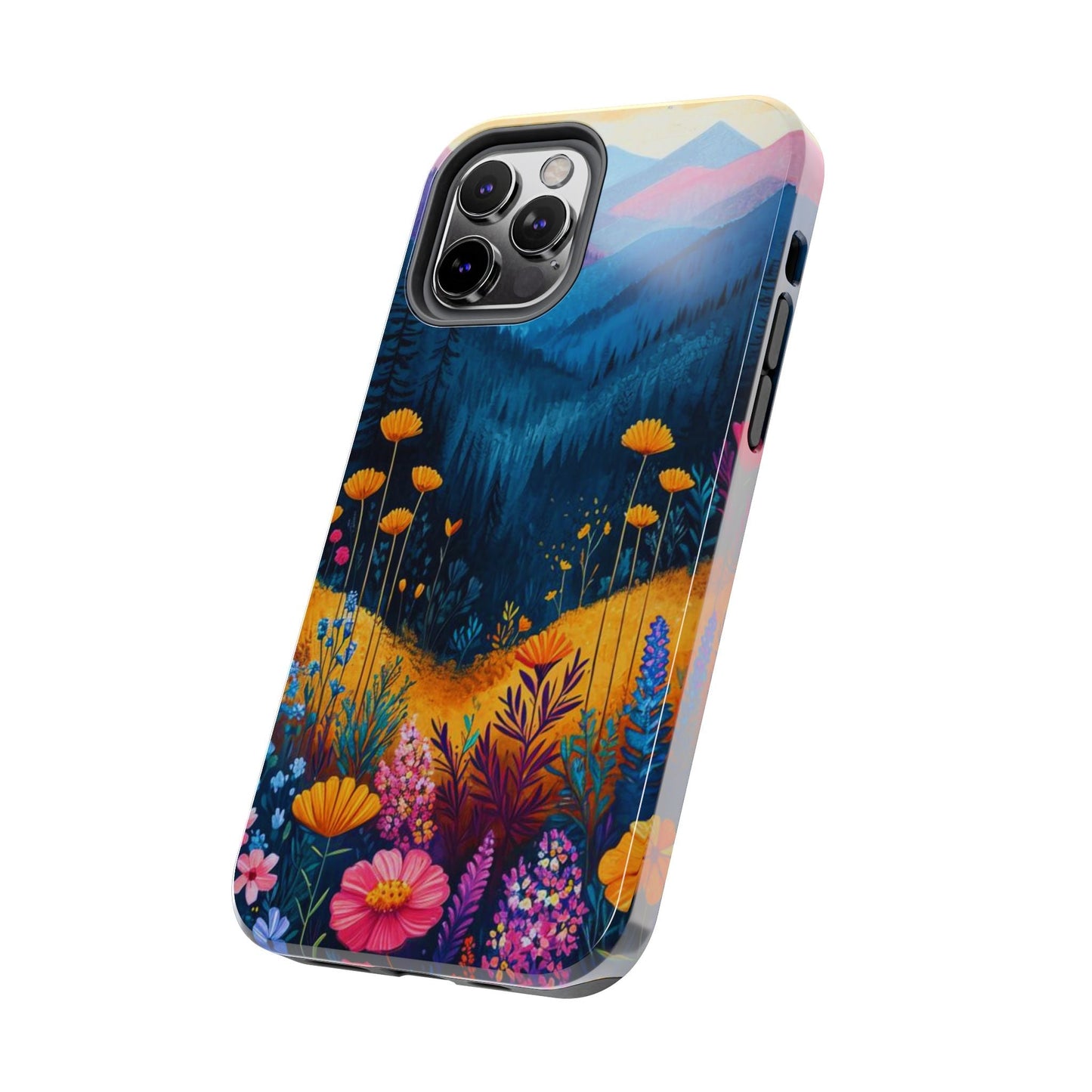 Vibrant Wildflower Mountain iPhone Case – Bold Nature Art, Dual - Layer Protection" - BOGO Cases