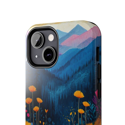 Vibrant Wildflower Mountain iPhone Case – Bold Nature Art, Dual - Layer Protection" - BOGO Cases