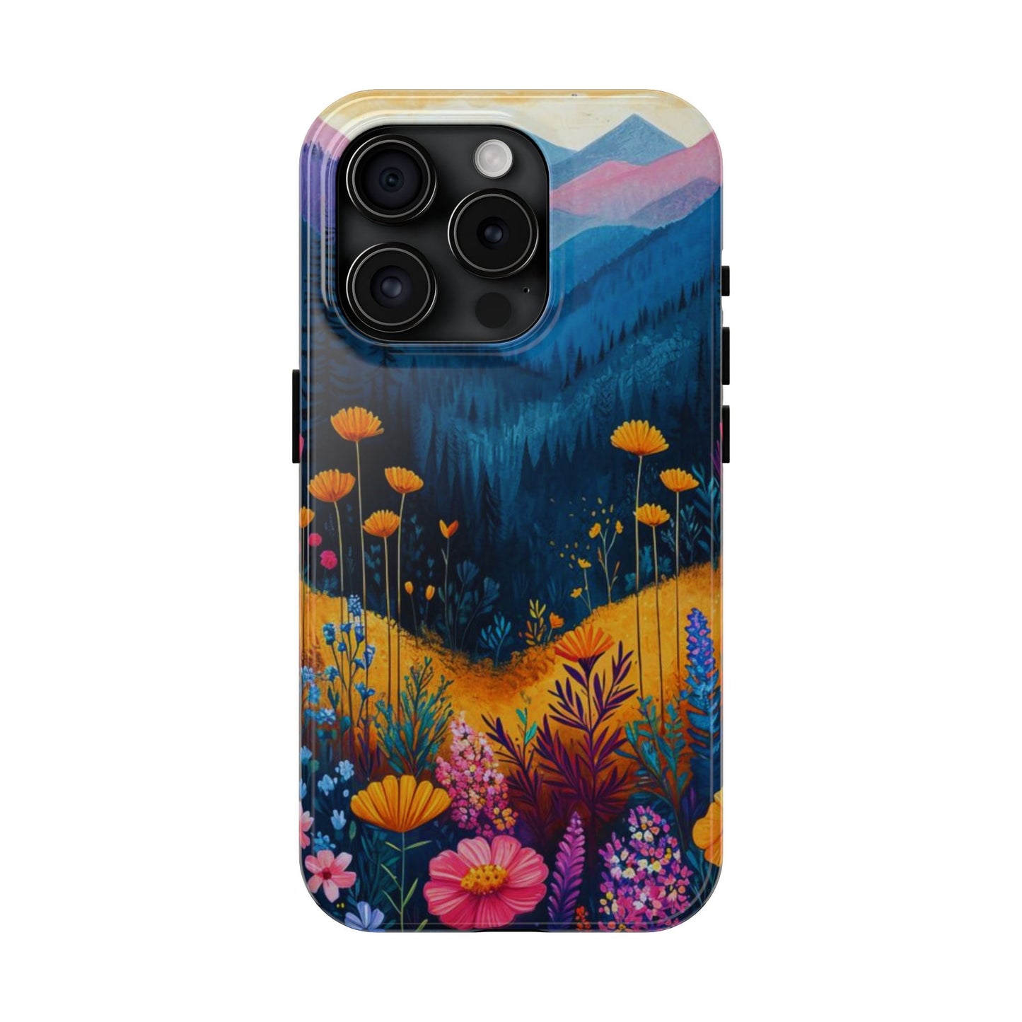 Vibrant Wildflower Mountain iPhone Case – Bold Nature Art, Dual - Layer Protection" - BOGO Cases