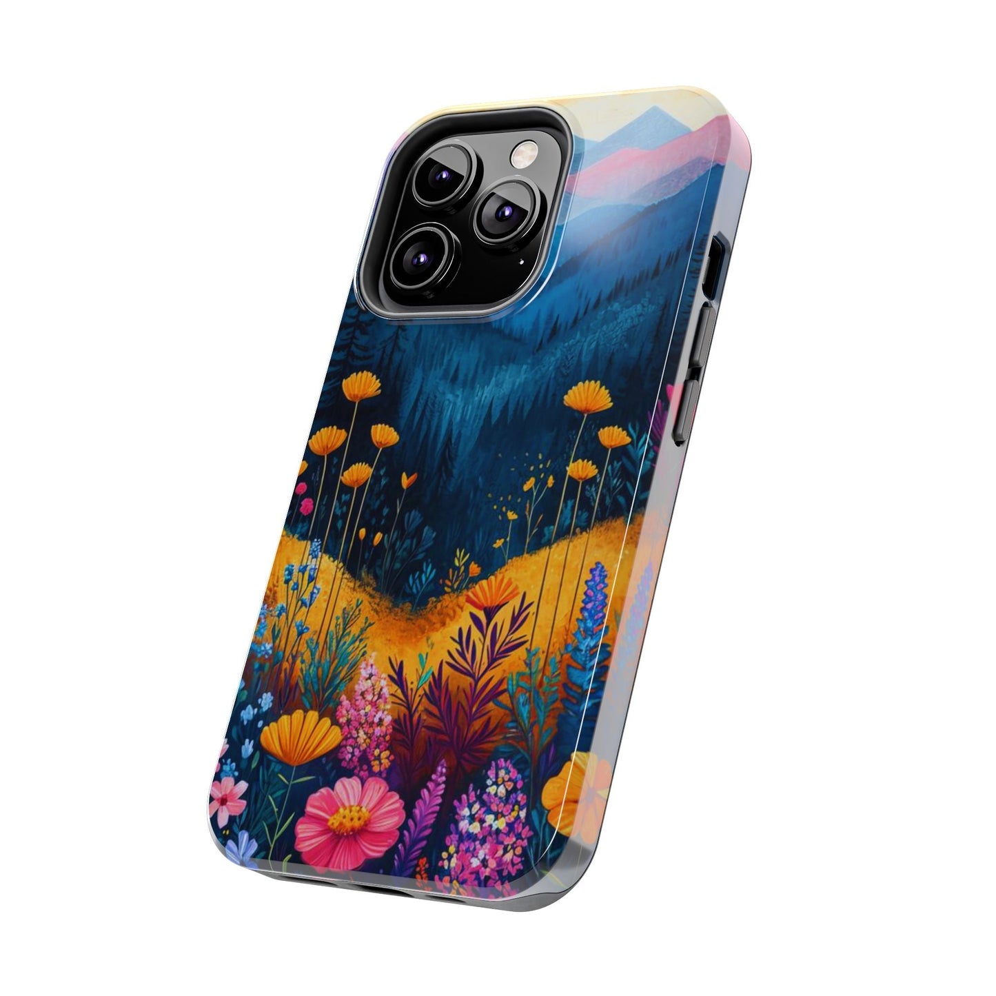 Vibrant Wildflower Mountain iPhone Case – Bold Nature Art, Dual - Layer Protection" - BOGO Cases