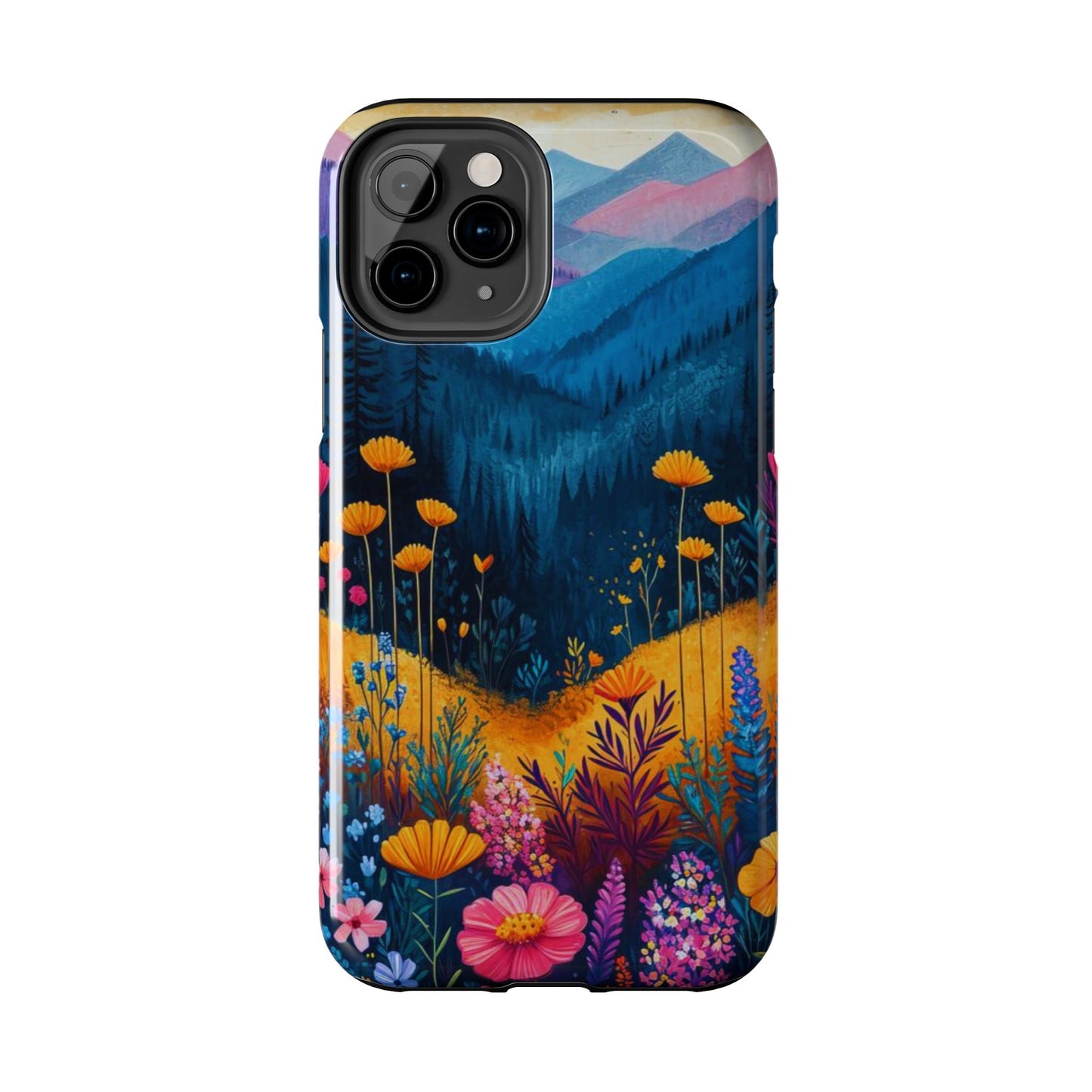 Vibrant Wildflower Mountain iPhone Case – Bold Nature Art, Dual - Layer Protection" - BOGO Cases