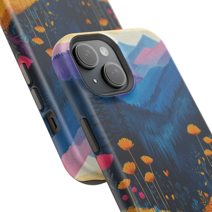 Vibrant Wildflower Mountain MagSafe iPhone Case – Bold Nature Art, Dual - Layer Protection - BOGO Cases