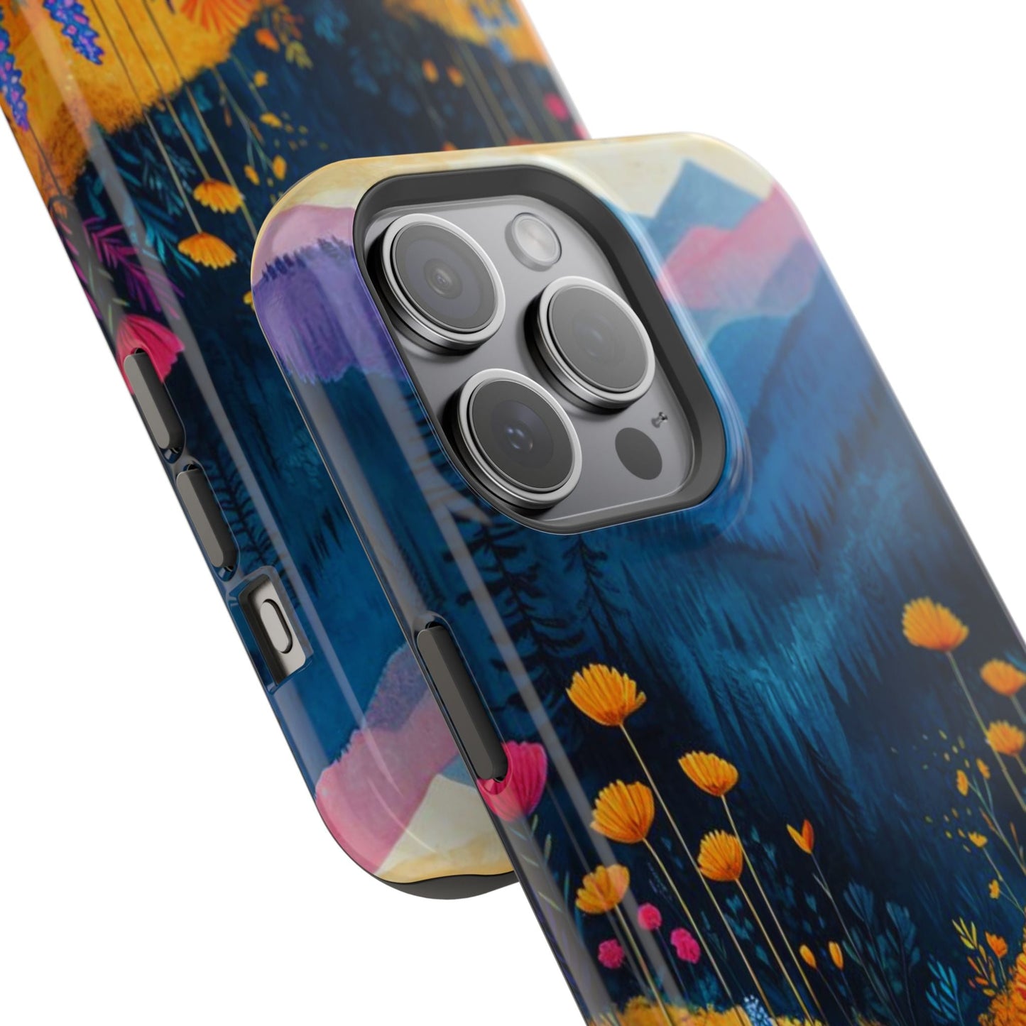 Vibrant Wildflower Mountain MagSafe iPhone Case – Bold Nature Art, Dual - Layer Protection - BOGO Cases