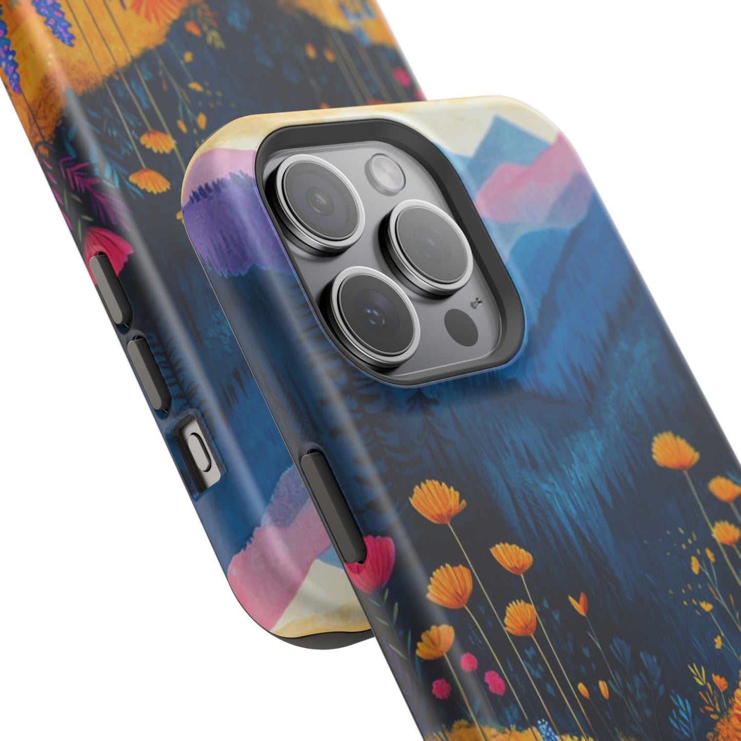 Vibrant Wildflower Mountain MagSafe iPhone Case – Bold Nature Art, Dual - Layer Protection - BOGO Cases