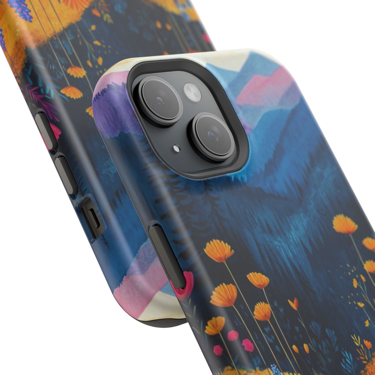 Vibrant Wildflower Mountain MagSafe iPhone Case – Bold Nature Art, Dual - Layer Protection - BOGO Cases