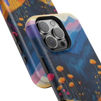 Vibrant Wildflower Mountain MagSafe iPhone Case – Bold Nature Art, Dual - Layer Protection - BOGO Cases