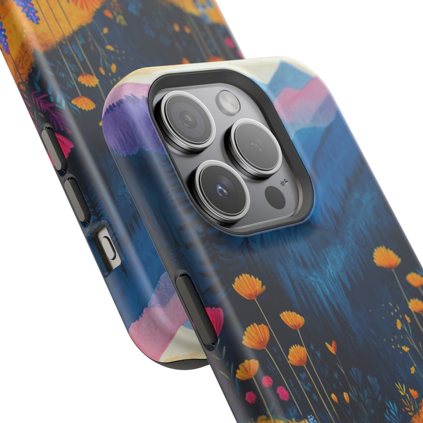 Vibrant Wildflower Mountain MagSafe iPhone Case – Bold Nature Art, Dual - Layer Protection - BOGO Cases