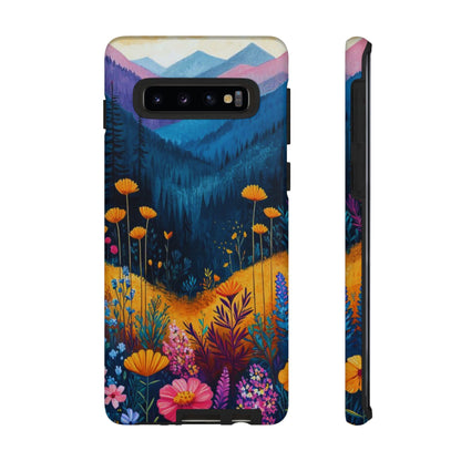 Vibrant Wildflower Mountain Samsung Galaxy Case – Bold Nature Art, Dual - Layer Protection - BOGO Cases