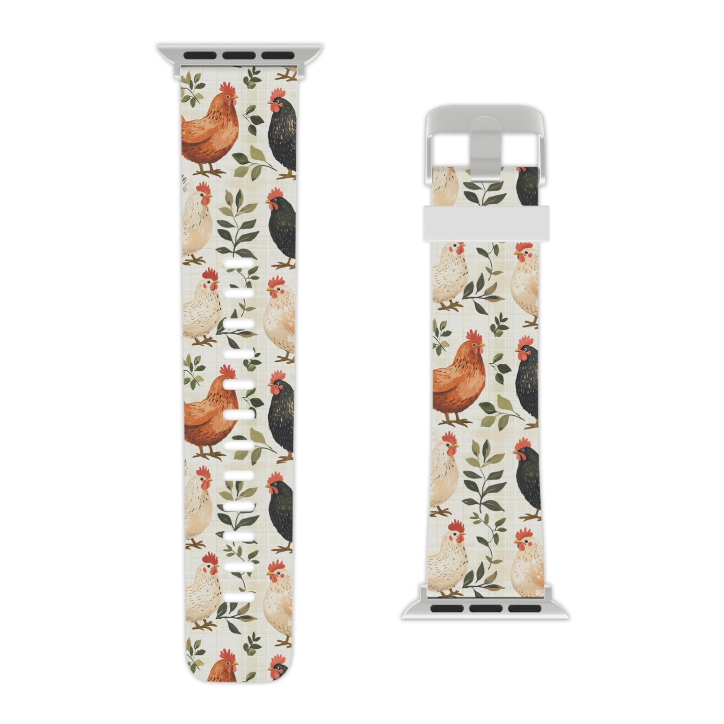 Vintage Chicken Farmhouse Rustic Leaves Design Apple Watch Band - BOGO Cases