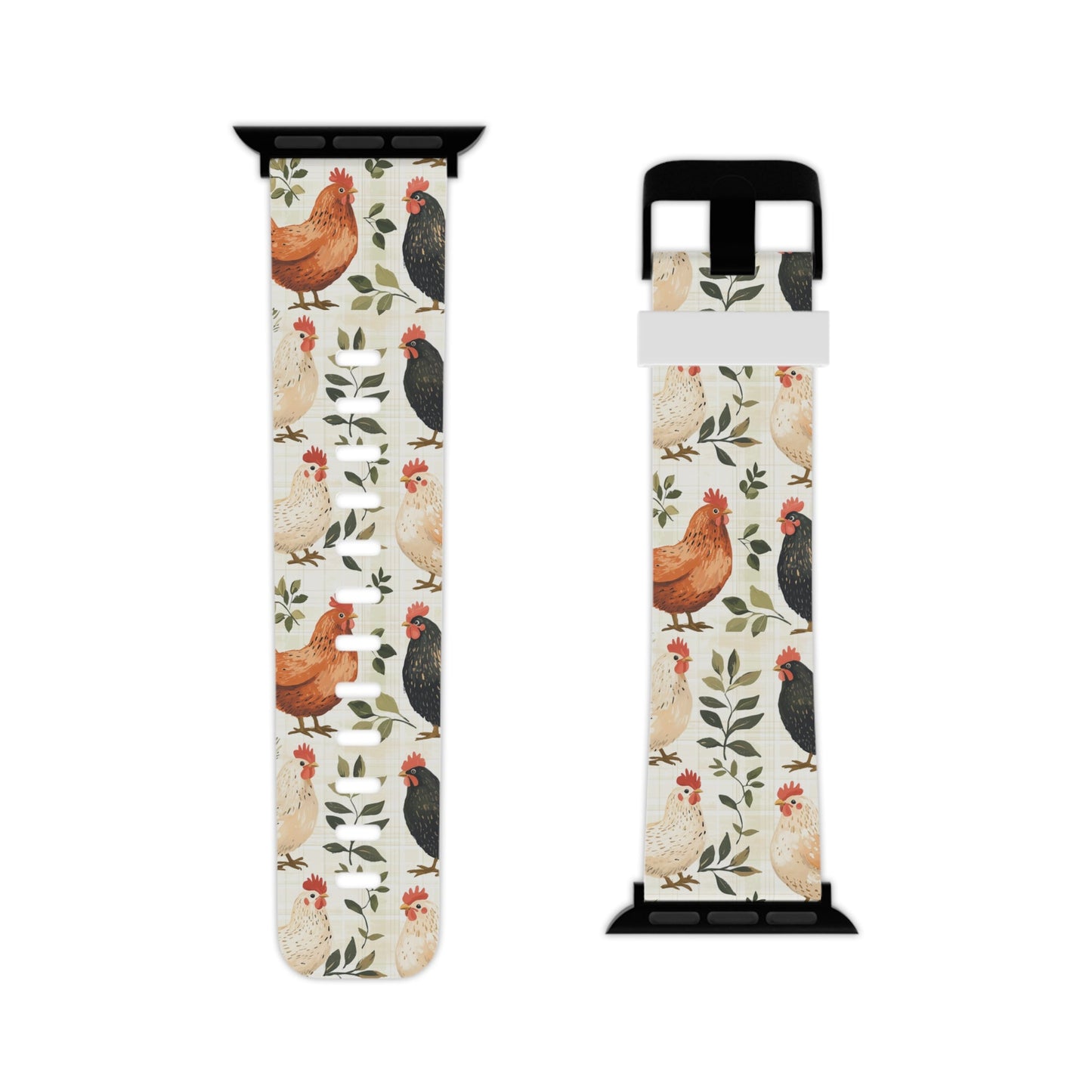Vintage Chicken Farmhouse Rustic Leaves Design Apple Watch Band - BOGO Cases