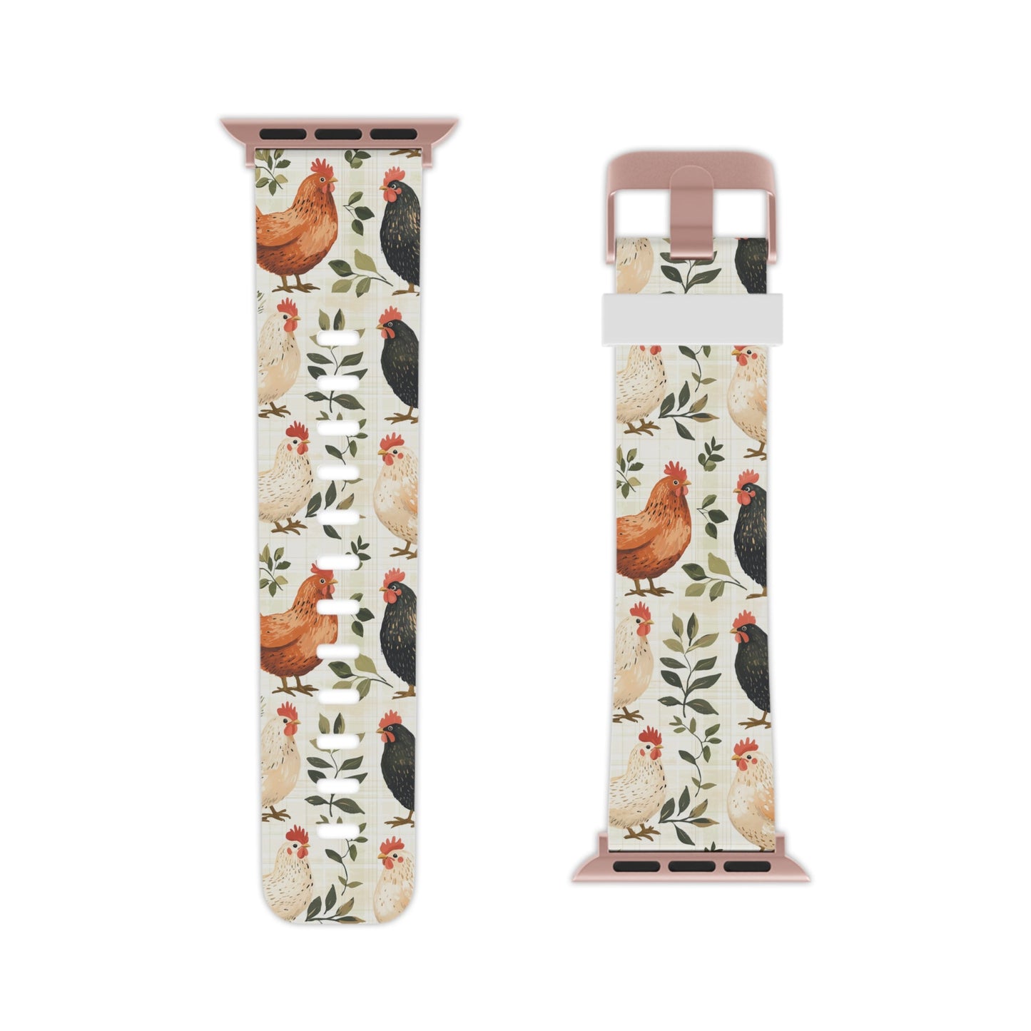 Vintage Chicken Farmhouse Rustic Leaves Design Apple Watch Band - BOGO Cases