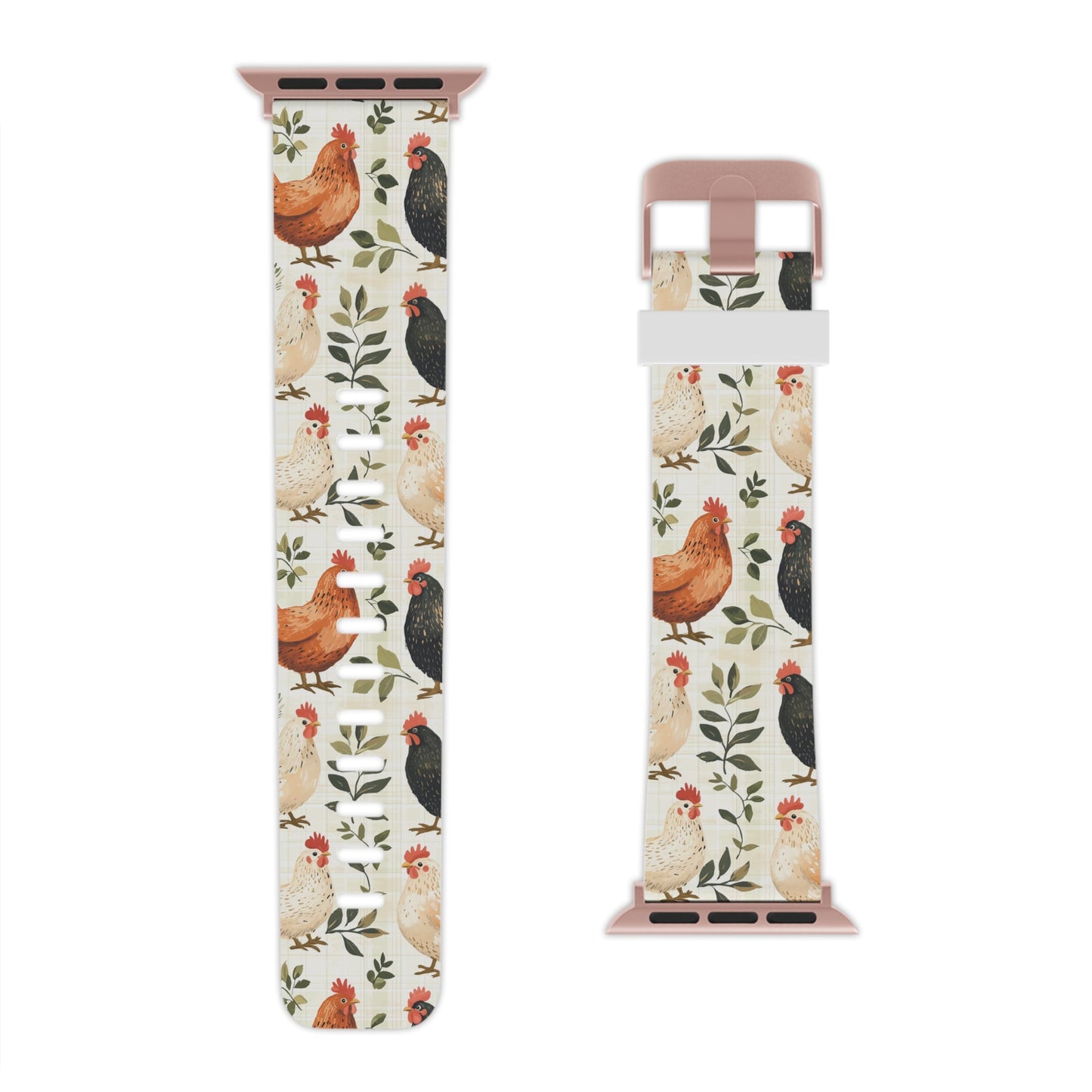 Vintage Chicken Farmhouse Rustic Leaves Design Apple Watch Band - BOGO Cases