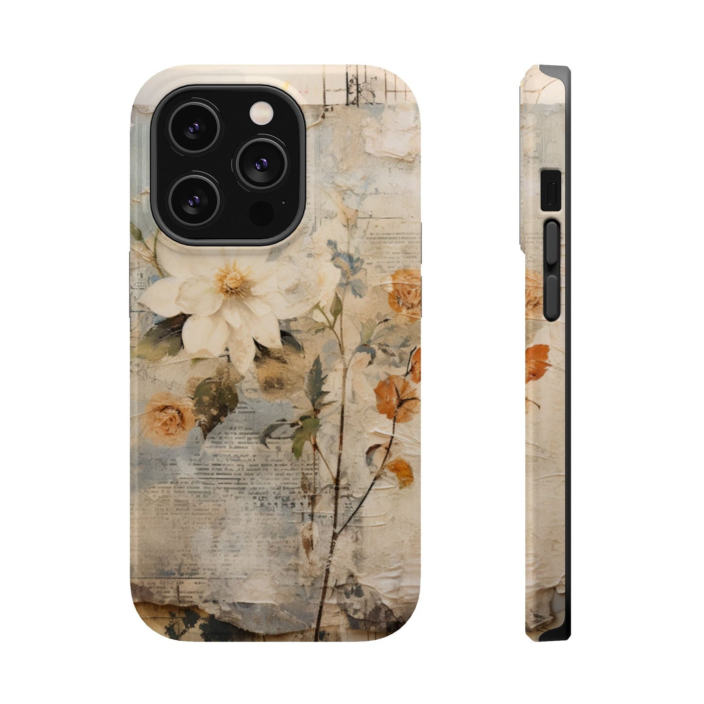 Vintage Floral Collage - MagSafe iPhone Case, Elegant & Protective - BOGO Cases