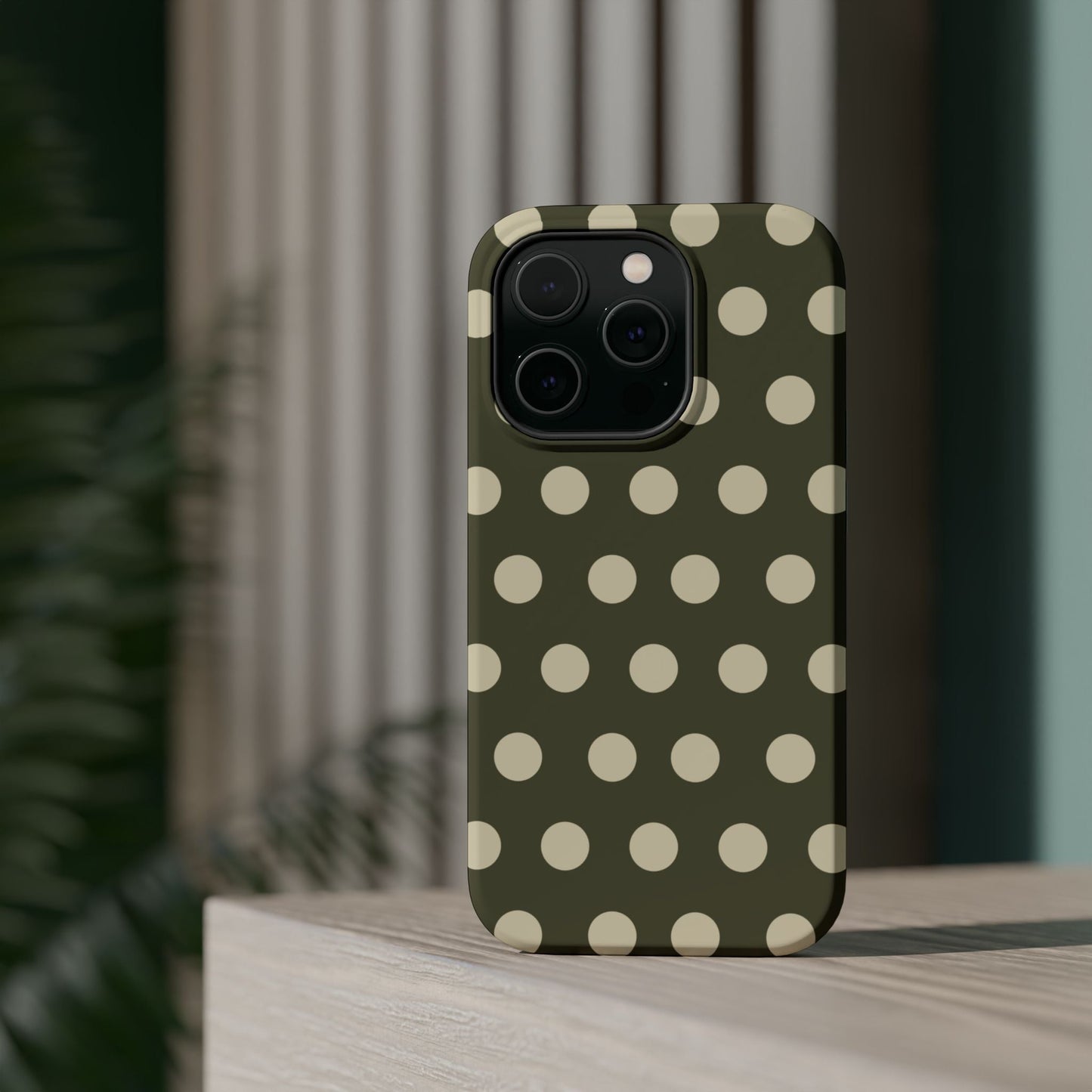 Vintage Green & Cream Polka Dots – MagSafe iPhone Case - BOGO Cases
