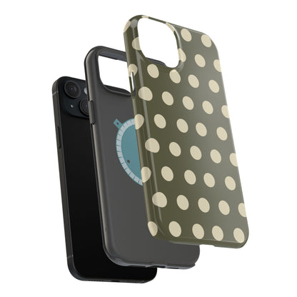 Vintage Green & Cream Polka Dots – MagSafe iPhone Case - BOGO Cases