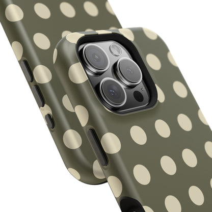 Vintage Green & Cream Polka Dots – MagSafe iPhone Case - BOGO Cases