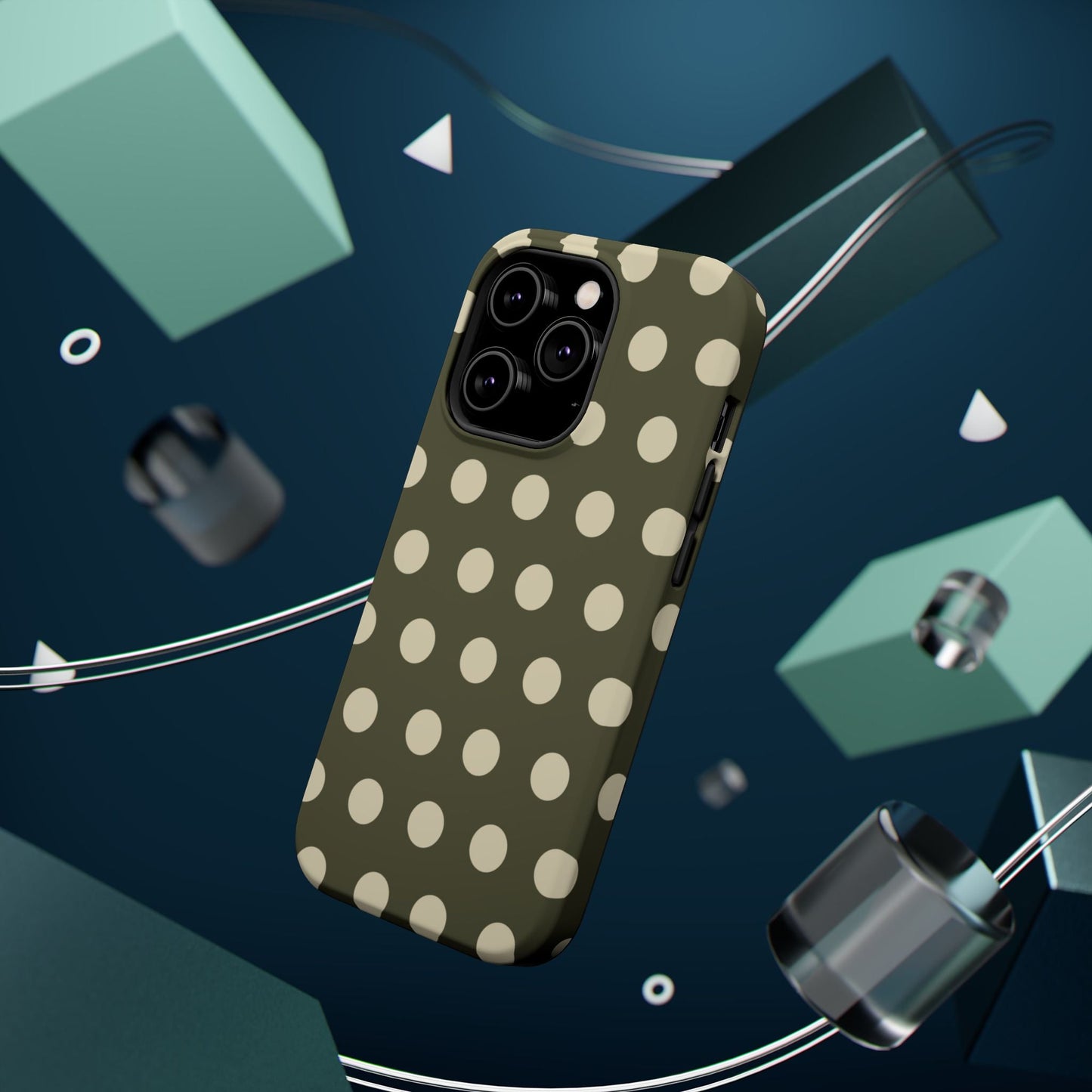 Vintage Green & Cream Polka Dots – MagSafe iPhone Case - BOGO Cases