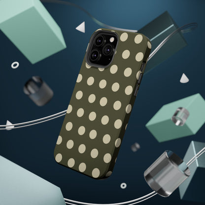 Vintage Green & Cream Polka Dots – MagSafe iPhone Case - BOGO Cases