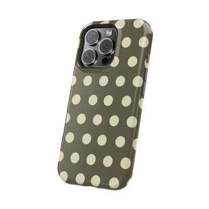 Vintage Green & Cream Polka Dots – MagSafe iPhone Case - BOGO Cases