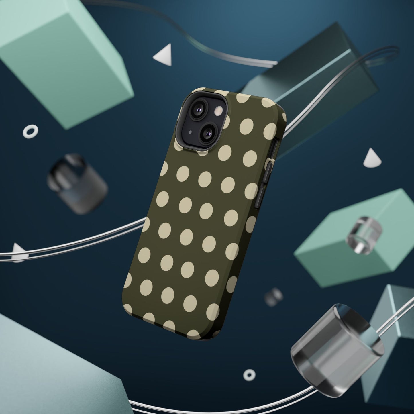 Vintage Green & Cream Polka Dots – MagSafe iPhone Case - BOGO Cases