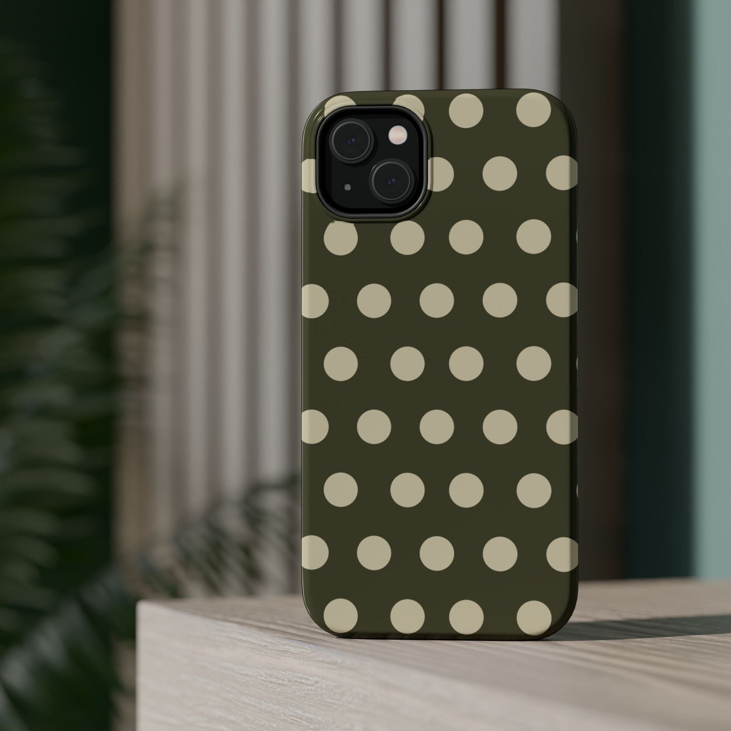 Vintage Green & Cream Polka Dots – MagSafe iPhone Case - BOGO Cases