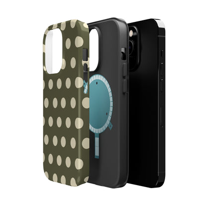 Vintage Green & Cream Polka Dots – MagSafe iPhone Case - BOGO Cases