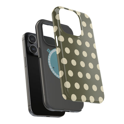 Vintage Green & Cream Polka Dots – MagSafe iPhone Case - BOGO Cases