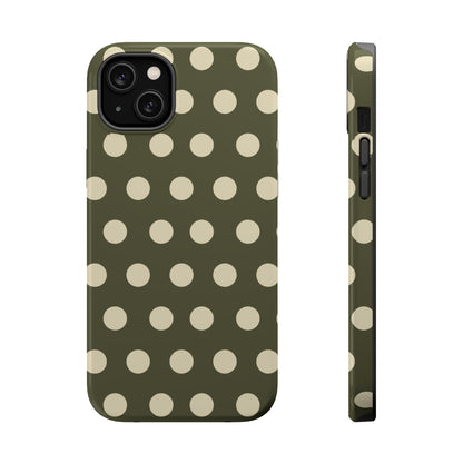 Vintage Green & Cream Polka Dots – MagSafe iPhone Case - BOGO Cases