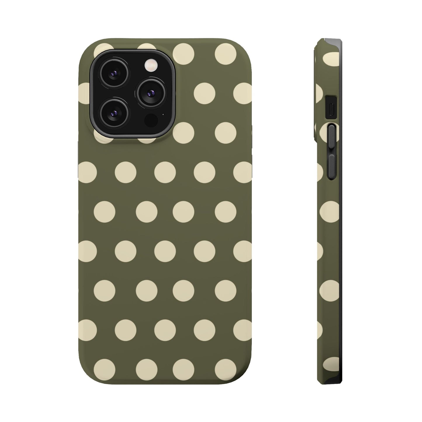 Vintage Green & Cream Polka Dots – MagSafe iPhone Case - BOGO Cases