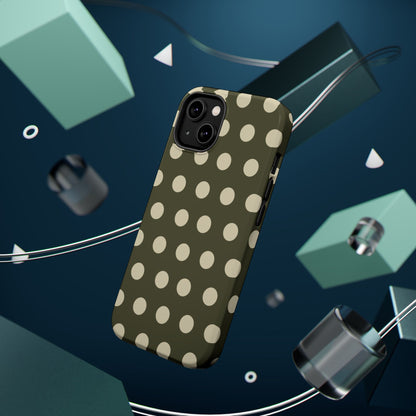 Vintage Green & Cream Polka Dots – MagSafe iPhone Case - BOGO Cases